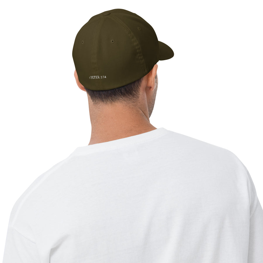 ✝ 1 Peter 2:24 Fitted Twill Cap