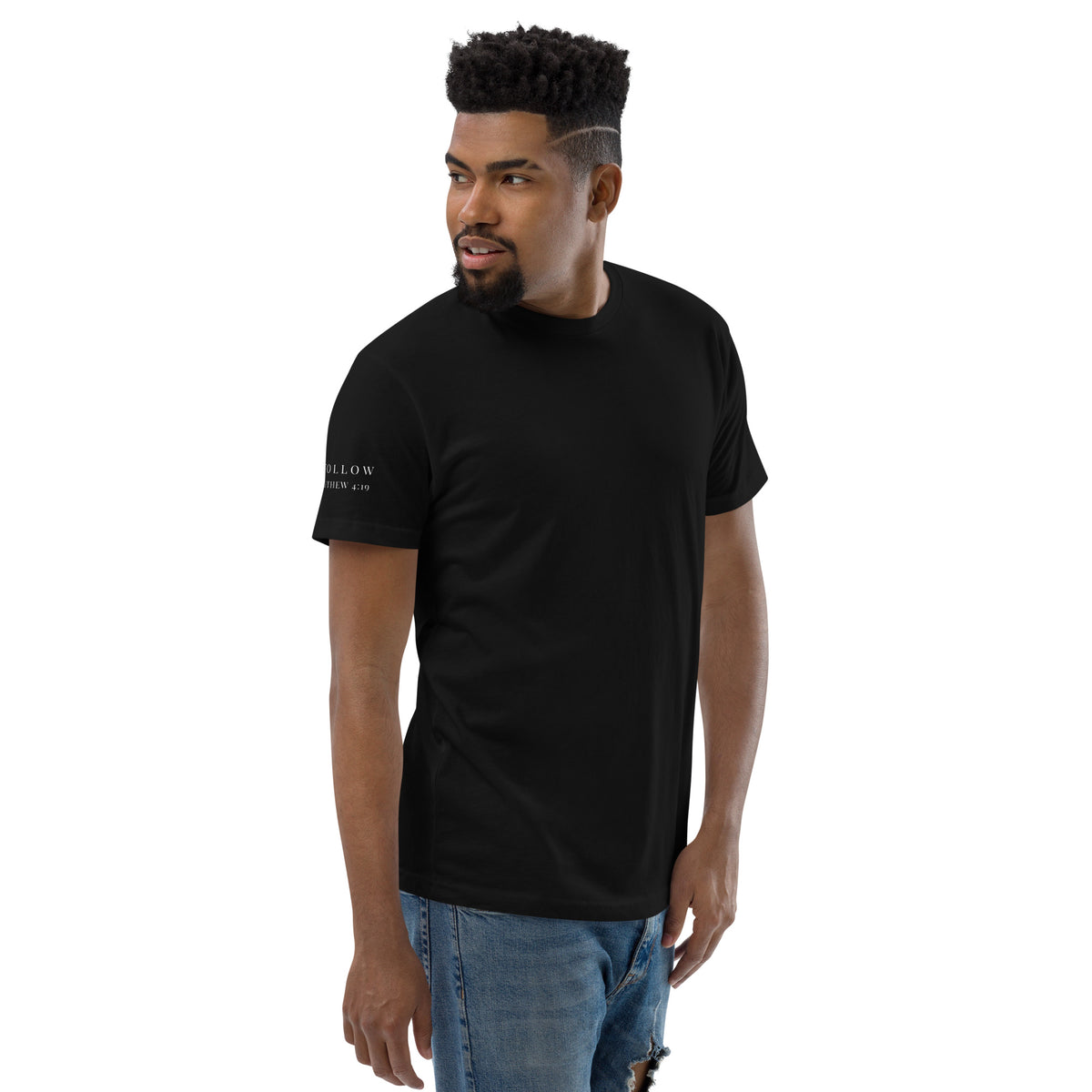 ✝ Matthew 4:19 Tee (White Print)