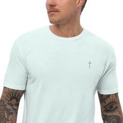 Simple Cross ✝ Tee (Grey Embroidery)