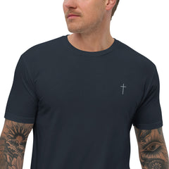 Simple Cross ✝ Tee (Grey Embroidery)