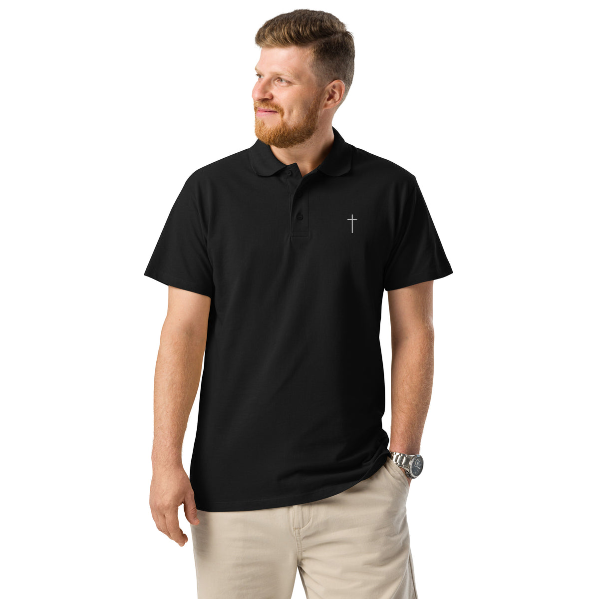 Simple Cross ✝ Polo (White Embroidery)