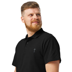 Simple Cross ✝ Polo (Grey Embroidery)