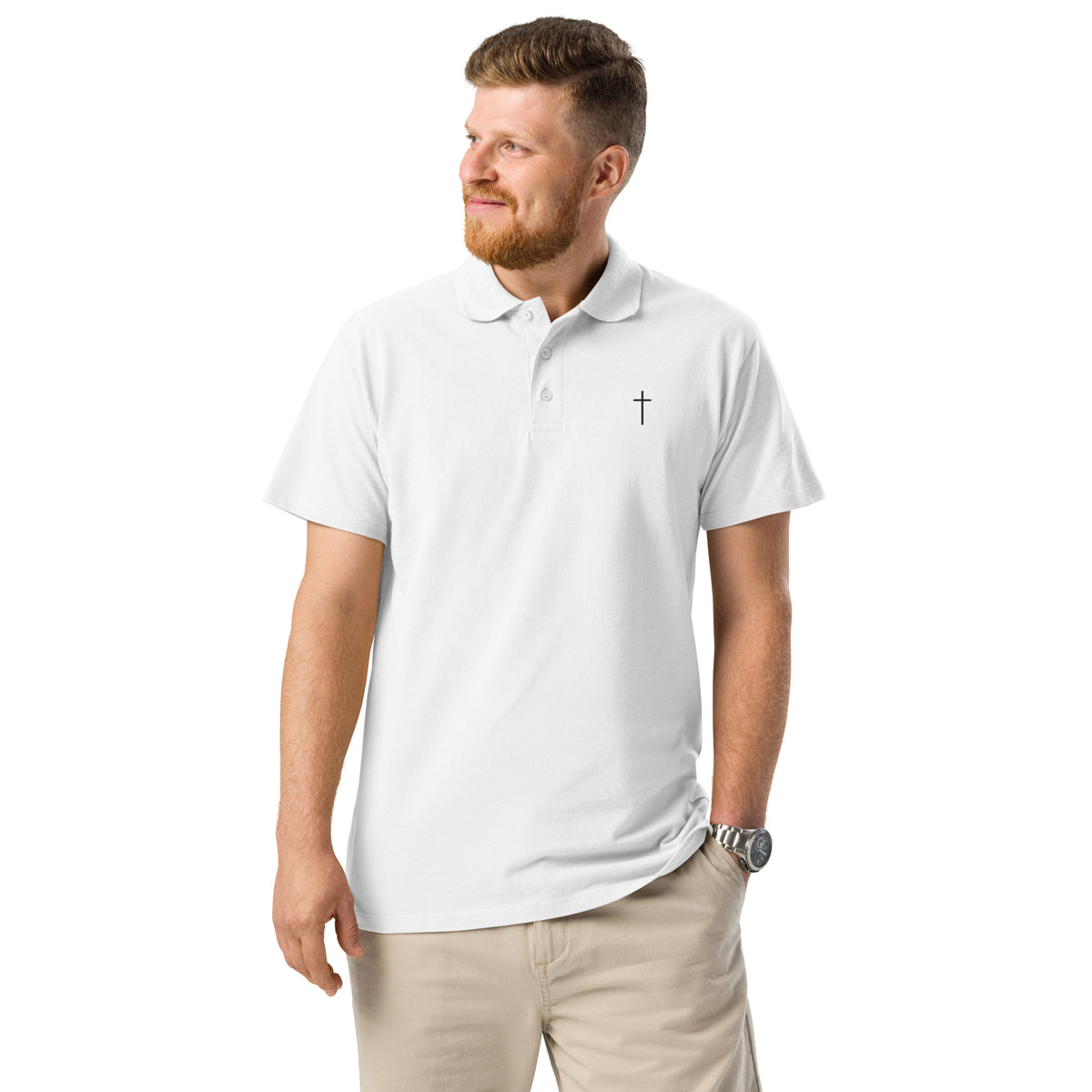 Simple Cross ✝ Polo (Black Embroidery)